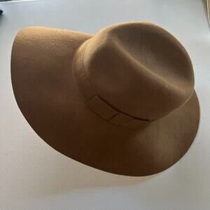 Old Navy Floppy Hat Women's S Wool Felt Wide Brim Caramel With Matching Bow Band